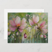 Lilie auf gelbem grünem Hintergrund Feiertagspostkarte (Vorne/Hinten)