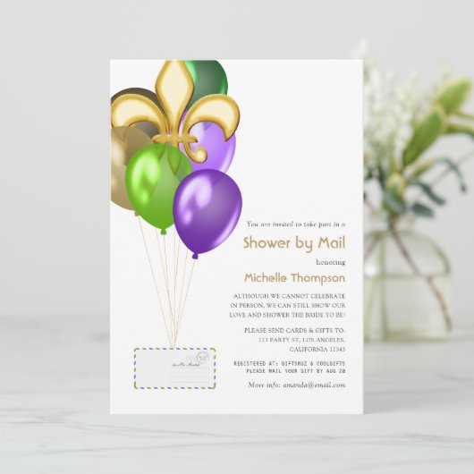 Lilie Balloon Baby oder Brautparty per Mail Einladung (Stehend Vorderseite)