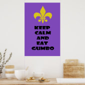 Lilie Behielt Calm Eat Gumbo Lila Poster (Küche)