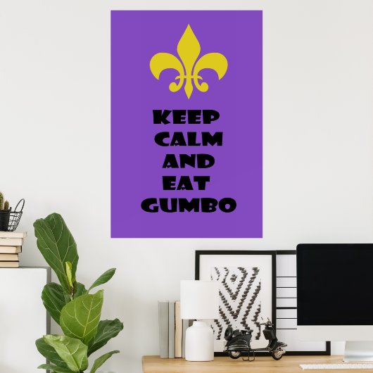 Lilie Behielt Calm Eat Gumbo Lila Poster (Heimbüro)