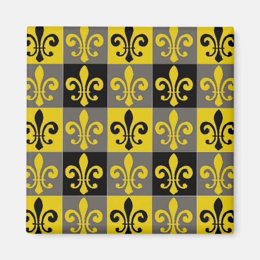 Lilie Black und Gold Tiles Magnet (Vorne)