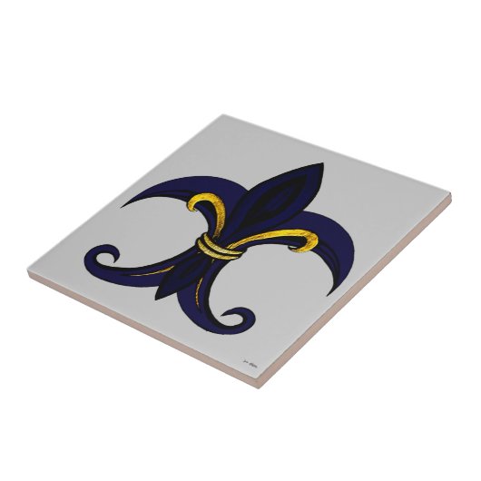 Lilie Blau/Gold Fliese (Seite)