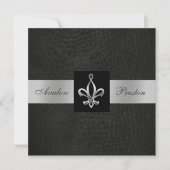 Lilie Blk Imitate Ledermonogramm Einladung (Vorderseite)