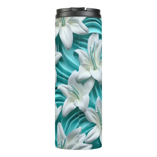 Lilie Blume 3D nahtlose Muster Thermal Tumbler Thermosbecher (Rückseite)
