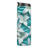 Lilie Blume 3D nahtlose Muster Thermal Tumbler Thermosbecher (Nach rechts gedreht)
