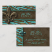 Lilie Business Card Brown Blue Zebra Visitenkarte (Vorne/Hinten)