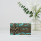 Lilie Business Card Brown Blue Zebra Visitenkarte (Stehend Vorderseite)