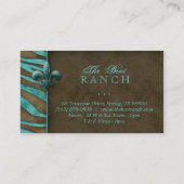 Lilie Business Card Brown Blue Zebra Visitenkarte (Rückseite)