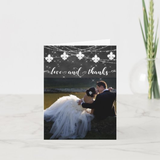 Lilie Charcoal Lights | Foto Herz Liebe Dankeskarte (Vorderseite)