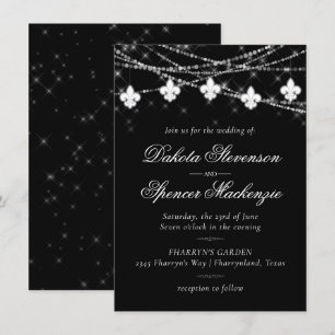 Lilie Charcoal Lights Minimalistische Hochzeit Einladung