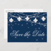 Lilie Classic Blue Lights | Jewel Wedding Ankündigungspostkarte (Vorne/Hinten)