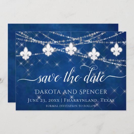 Lilie Classic Blue Lights | Jewel Wedding Save The Date (Vorne/Hinten)