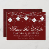 Lilie Dark Red Lights | Elegant Crimson Save The Date (Vorne/Hinten)