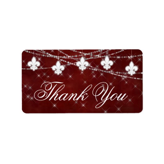 Lilie Dark Red Lights | Elegant Vielen Dank Adressaufkleber (Vorne)