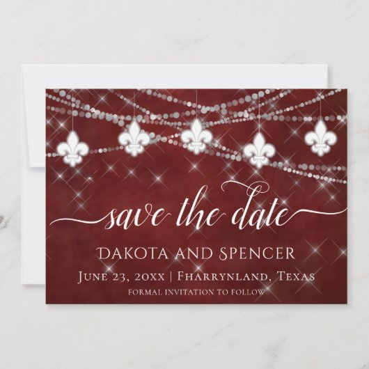 Lilie Dark Red Lights | Elegante Hochzeit Save The Date (Vorderseite)
