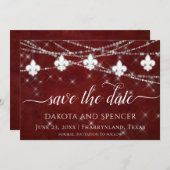Lilie Dark Red Lights | Elegante Hochzeit Save The Date (Vorne/Hinten)