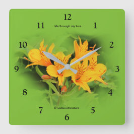 Lilie der Inkas/des gelben Alstroemeria Quadratische Wanduhr