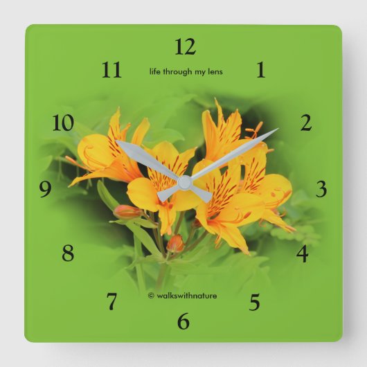 Lilie der Inkas/des gelben Alstroemeria Quadratische Wanduhr (Vorderseite)