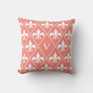 Lilie der Korallen mit Monogramm Kissen