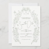 Lilie des Frühjahrs: Grüne Grenzkunst Save The Date (Vorderseite)