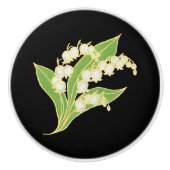 Lilie des Tales auf schwarzem kundenspezifischem Keramikknauf (Vorderseite)