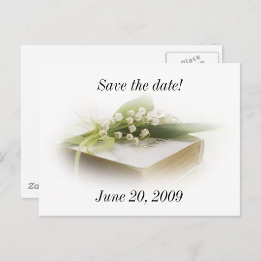 Lilie des Tales mit Bibel Save the Date Postkarte (Vorne/Hinten)