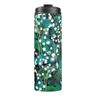 Lilie des Tales. Nahtloses Hintergrundmuster Thermosbecher
