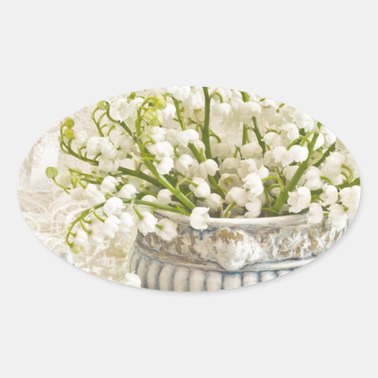 Lilie des Tals Ovaler Aufkleber (Vorderseite)