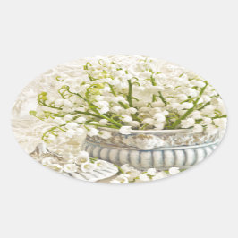 Lilie des Tals Ovaler Aufkleber