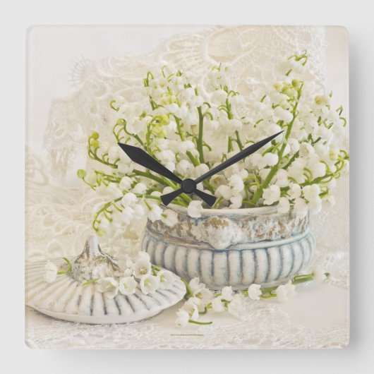 Lilie des Tals Quadratische Wanduhr (Vorderseite)