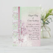 Lilie des Tals und Schmetterling mit Perlen Einladung (Stehend Vorderseite)