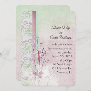 Lilie des Tals und Schmetterling mit Perlen Einladung