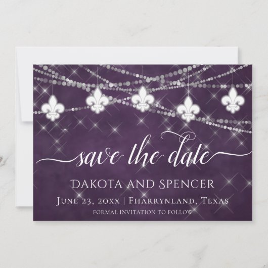 Lilie Eggplant Lila Lights | Dunkle Hochzeit Save The Date (Vorderseite)