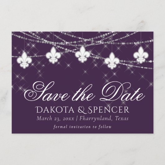 Lilie Eggplant Lila Lights | Moody Plum Save The Date (Vorderseite)