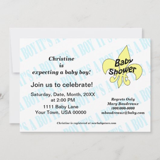 Lilie Es ist eine Kinderdusche Einladung (Vorderseite)