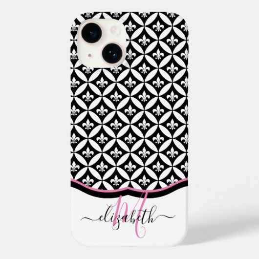 Lilie Eternity Pattern Monogram - Black Case-Mate iPhone Hülle (Rückseite)