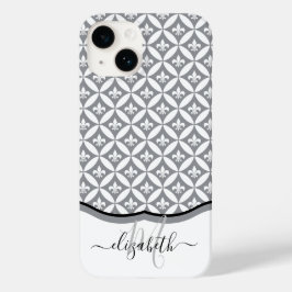 Lilie Eternity Pattern Monogram - Grau Case-Mate iPhone 14 Hülle