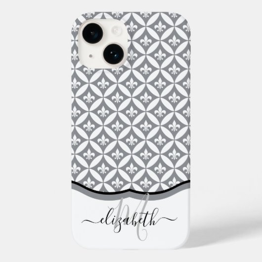 Lilie Eternity Pattern Monogram - Grau Case-Mate iPhone Hülle (Rückseite)