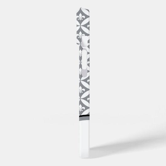 Lilie Eternity Pattern Monogram - Grau Case-Mate iPhone Hülle (Rückseite / Links)