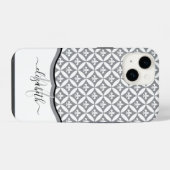 Lilie Eternity Pattern Monogram - Grau iPhone Hülle (Rückseite (Horizontal))