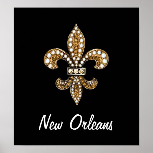 Lilie Flor New Orleans Poster Gold Black (Vorne)