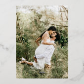 Lilie Frühjahr Hochzeit graublau Folieneinladung (Rückseite)