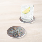 Lilie, gealterte Kupfer-Look bedruckt Getränkeuntersetzer (Seite)