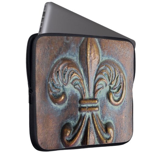 Lilie, gealterte Kupfer-Look bedruckt Laptopschutzhülle (Vorne Rechts)