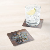 Lilie, gealterte Kupfer-Look bedruckt Rechteckiger Pappuntersetzer (Vor Ort)