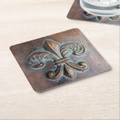 Lilie, gealterte Kupfer-Look bedruckt Rechteckiger Pappuntersetzer (angewinkelt)