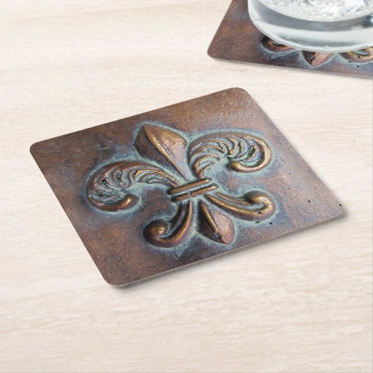 Lilie, gealterte Kupfer-Look bedruckt Rechteckiger Pappuntersetzer (angewinkelt)