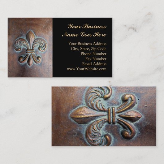 Lilie, gealterte Kupfer-Look bedruckt Visitenkarte (Vorne/Hinten)