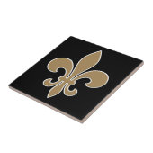 Lilie Gold mit weißer und schwarzer Kontur Fliese (Seite)