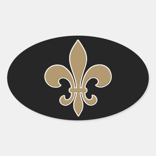 Lilie Gold mit weißer und schwarzer Kontur Ovaler Aufkleber (Vorderseite)